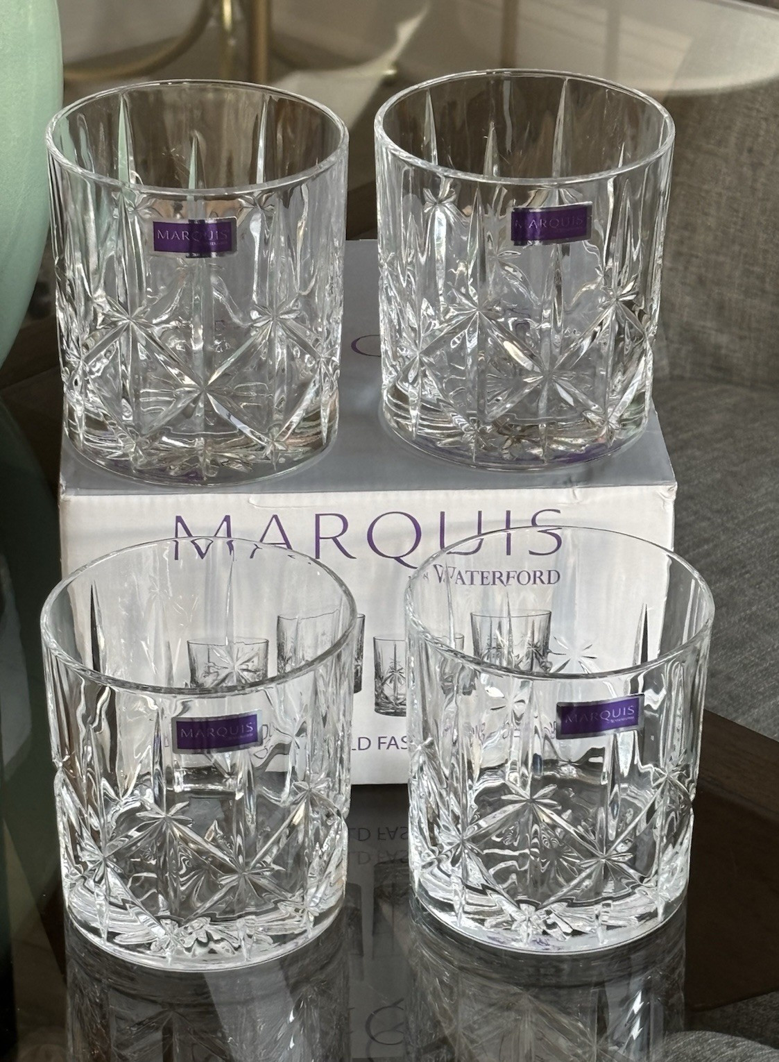 Set of 4 Marquis by Waterford Crystal Sparkle DOF Glasses Tumblers NIB Set of 4 Marquis by Waterford Crystal Sparkle DOF Glasses Tumblers NIB