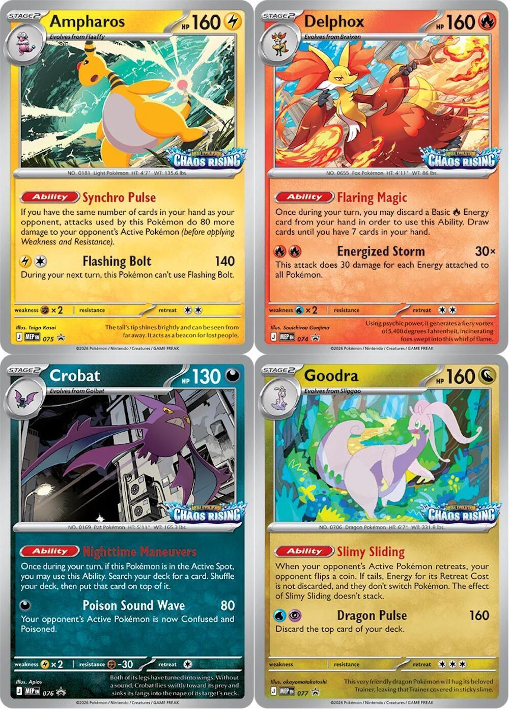 Pokemon Chaos Rising Stamped Pre-Release 074 075 076 077 Promo Set Holo MEP