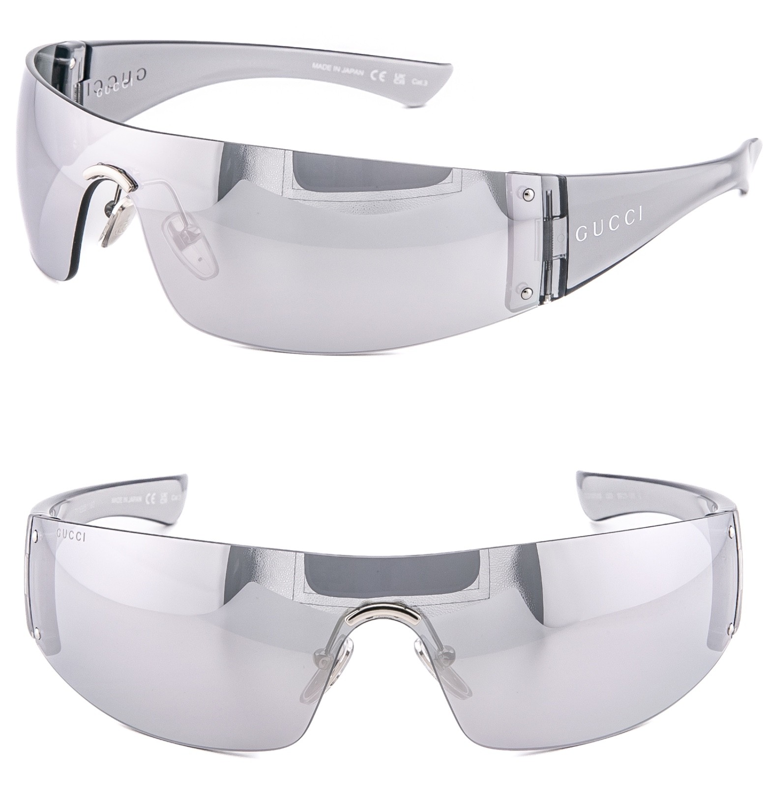 GUCCI GG1958S Silver Mirrored Narrow Wrap 1958 Logo Fashion Unisex Sunglass 003 GUCCI GG1958S Silver Mirrored Narrow Wrap 1958 Logo Fashion Unisex Sunglass 003