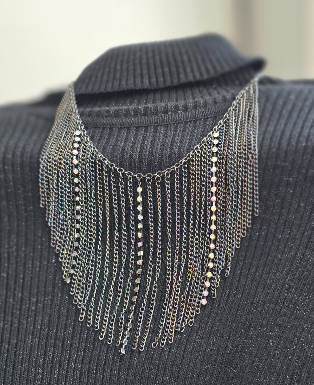 Vintage Necklace Oil spill cascade-ADD Sparkle and fun to your outfit Vintage Necklace Oil spill cascade-ADD Sparkle and fun to your outfit