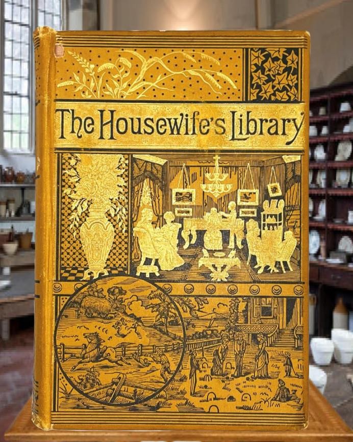 1888 Antique Cookbook HOUSEWIFE\'S LIBRARY 2 Books in 1 Volume HUGE Color Plates