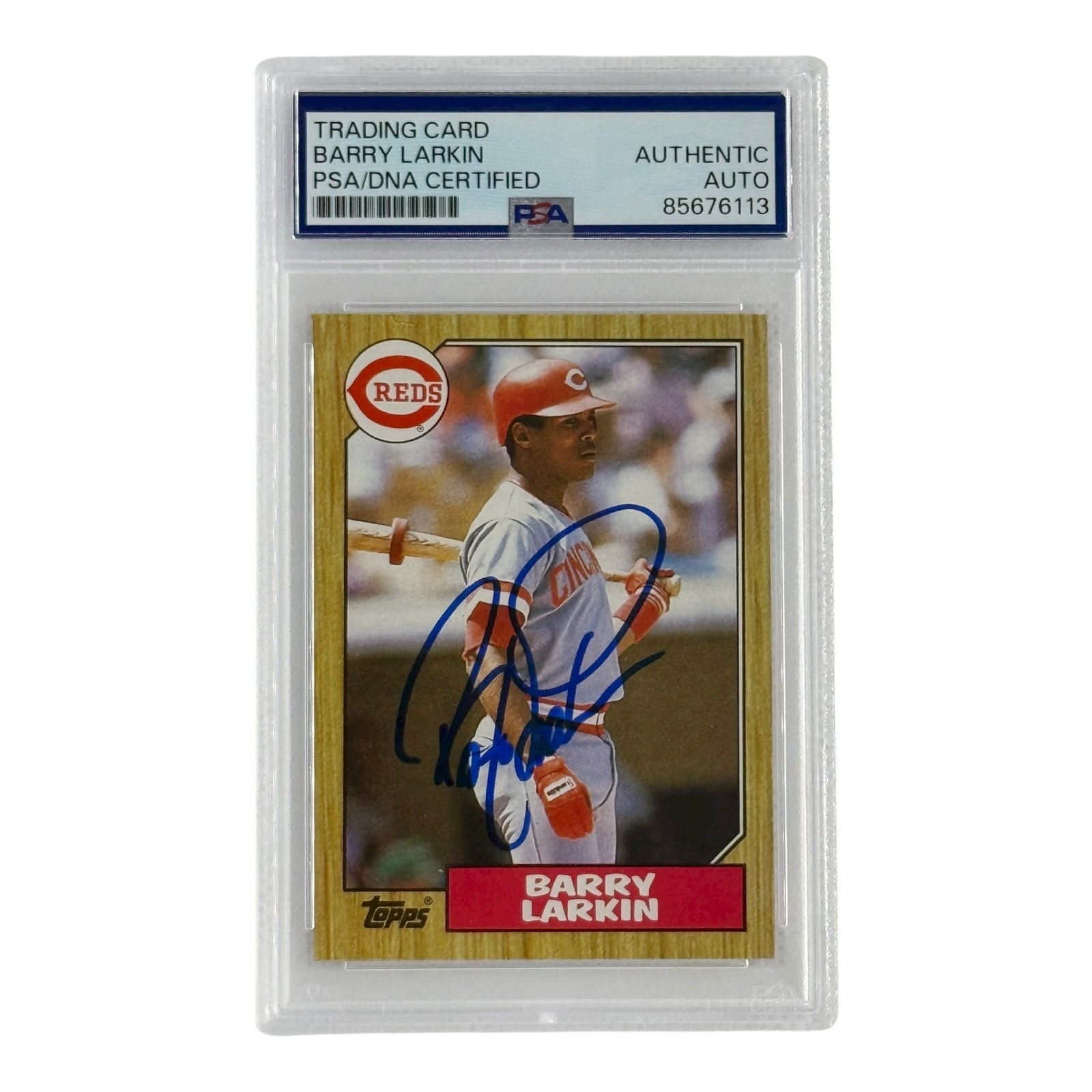 Barry Larkin Autographed 1987 Topps Rookie Card #648 PSA Authenticated