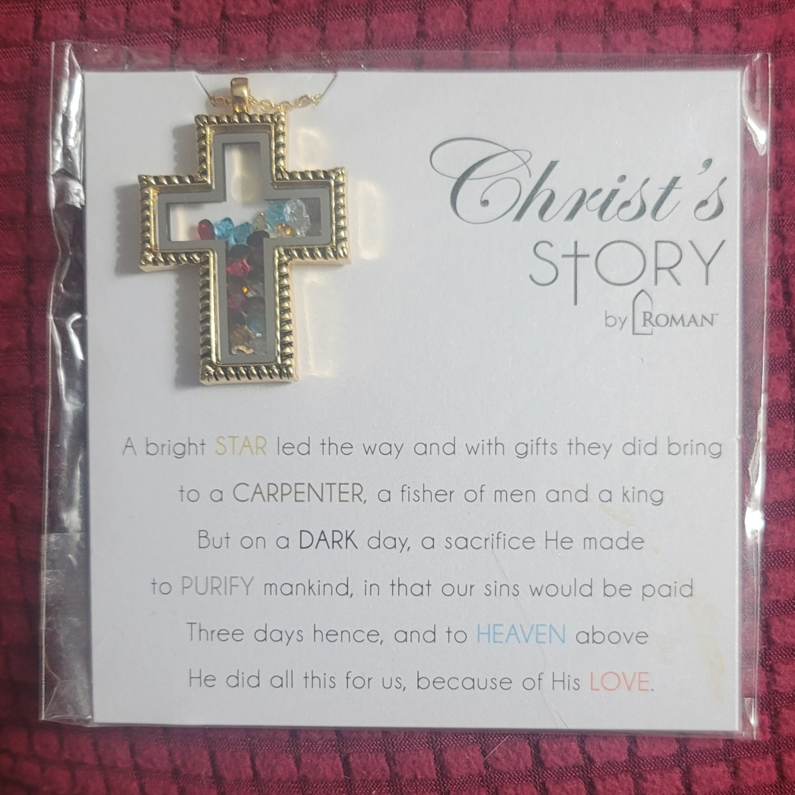 Christ's Story By Roman - 18k Gold Finish And Crystal Accents - Cross Necklace Christ's Story By Roman - 18k Gold Finish And Crystal Accents - Cross Necklace