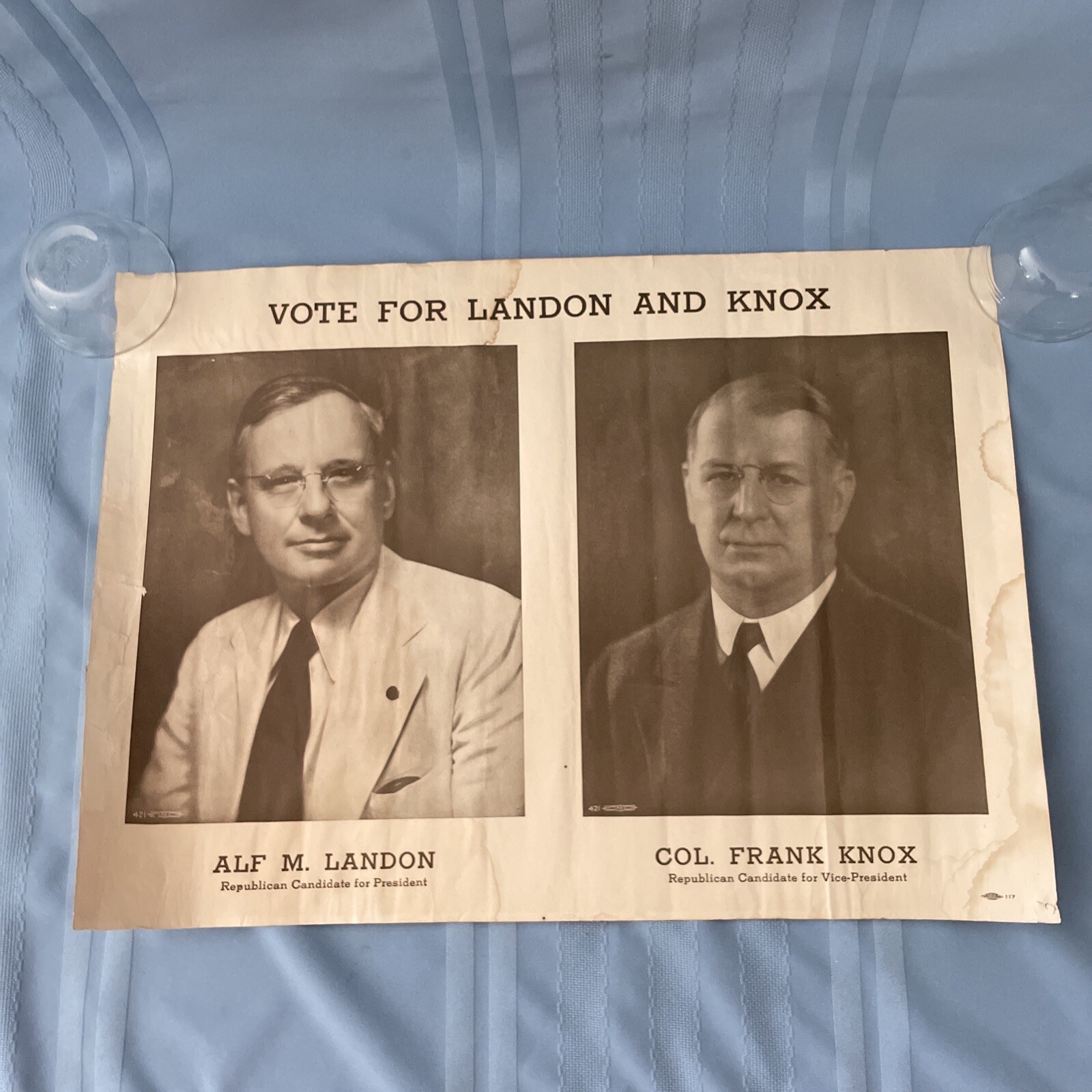 Vintage 1936 Presidential Campaign Poster Republican Candidate Landon & Knox Vintage 1936 Presidential Campaign Poster Republican Candidate Landon & Knox