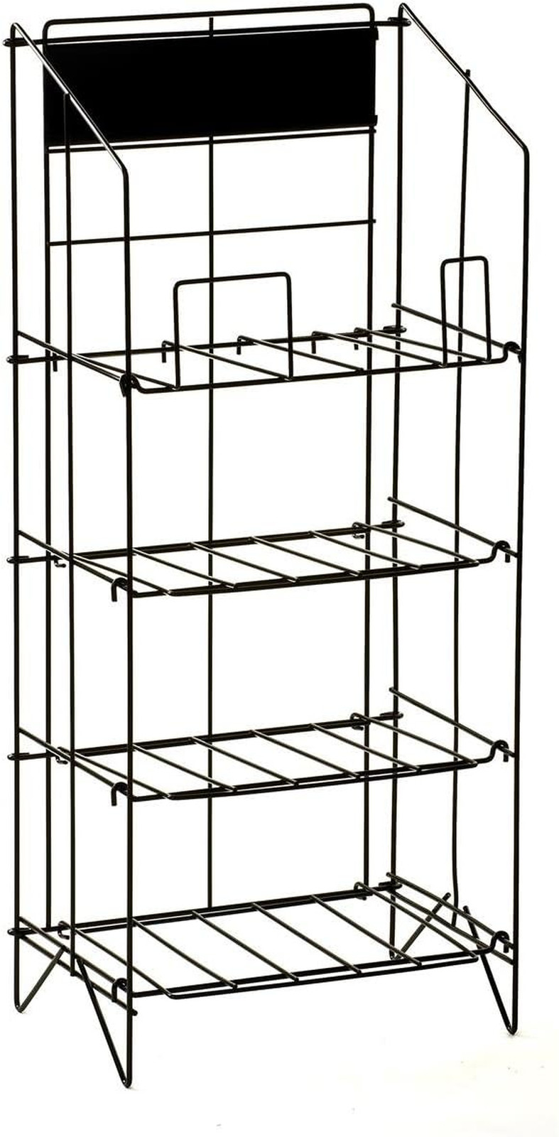 Displays2Go Wire Newspaper Stand, Black, 4 Shelves