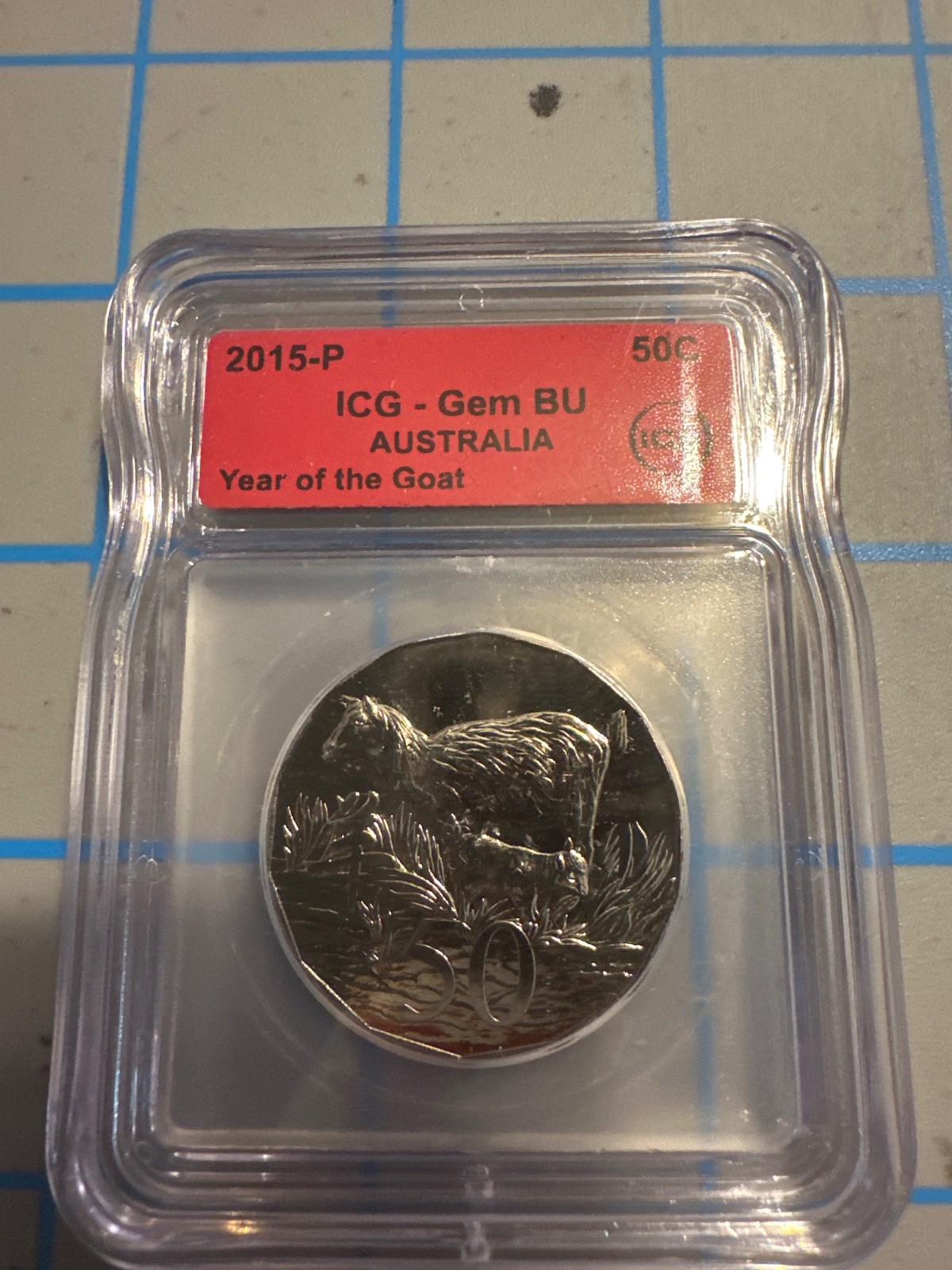 2015-P Australia 50C Year of the Goat ICG Gem BU Australian Lunar Coin 2015-P Australia 50C Year of the Goat ICG Gem BU Australian Lunar Coin