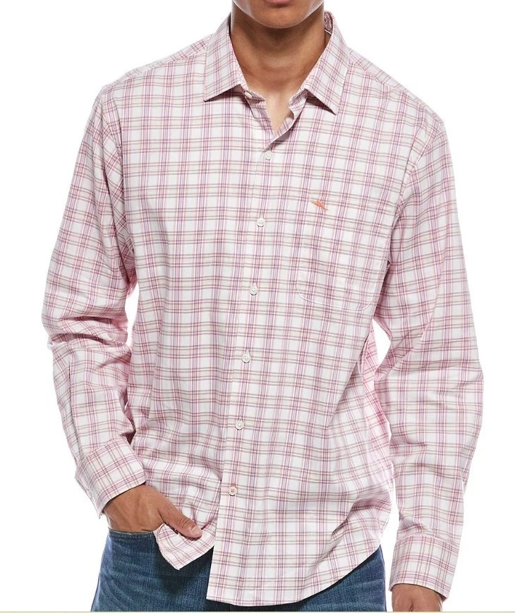 Tommy Bahama Men\'s SZ M Pink SARASOTA STRETCH SAN MARCOS CHECK Shirt $138 Tommy Bahama Men\'s SZ M Pink SARASOTA STRETCH SAN MARCOS CHECK Shirt $138
