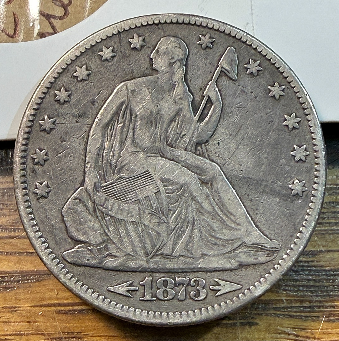 1873 Arrows Seated Liberty Half Dollar Nice Original Choice VF CHRC