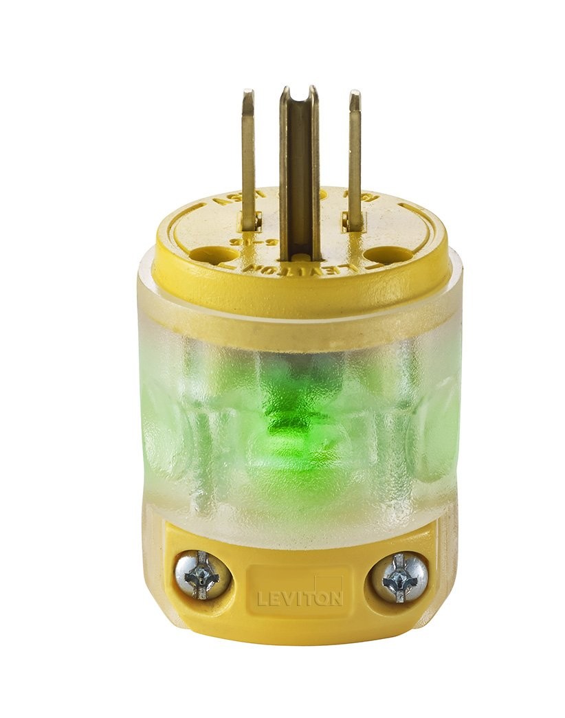 Leviton Grounding Lighted Plug End Replacement, 515PV-LIT Leviton Grounding Lighted Plug End Replacement, 515PV-LIT