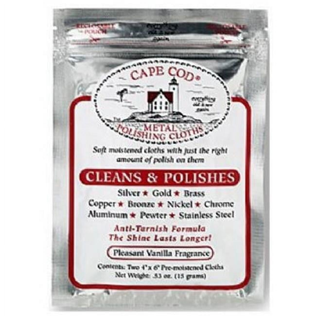 Cape Cod Metal Polishing Cloths Foil Pouch Brand New #8821 Two Polish Cloths Cape Cod Metal Polishing Cloths Foil Pouch Brand New #8821 Two Polish Cloths