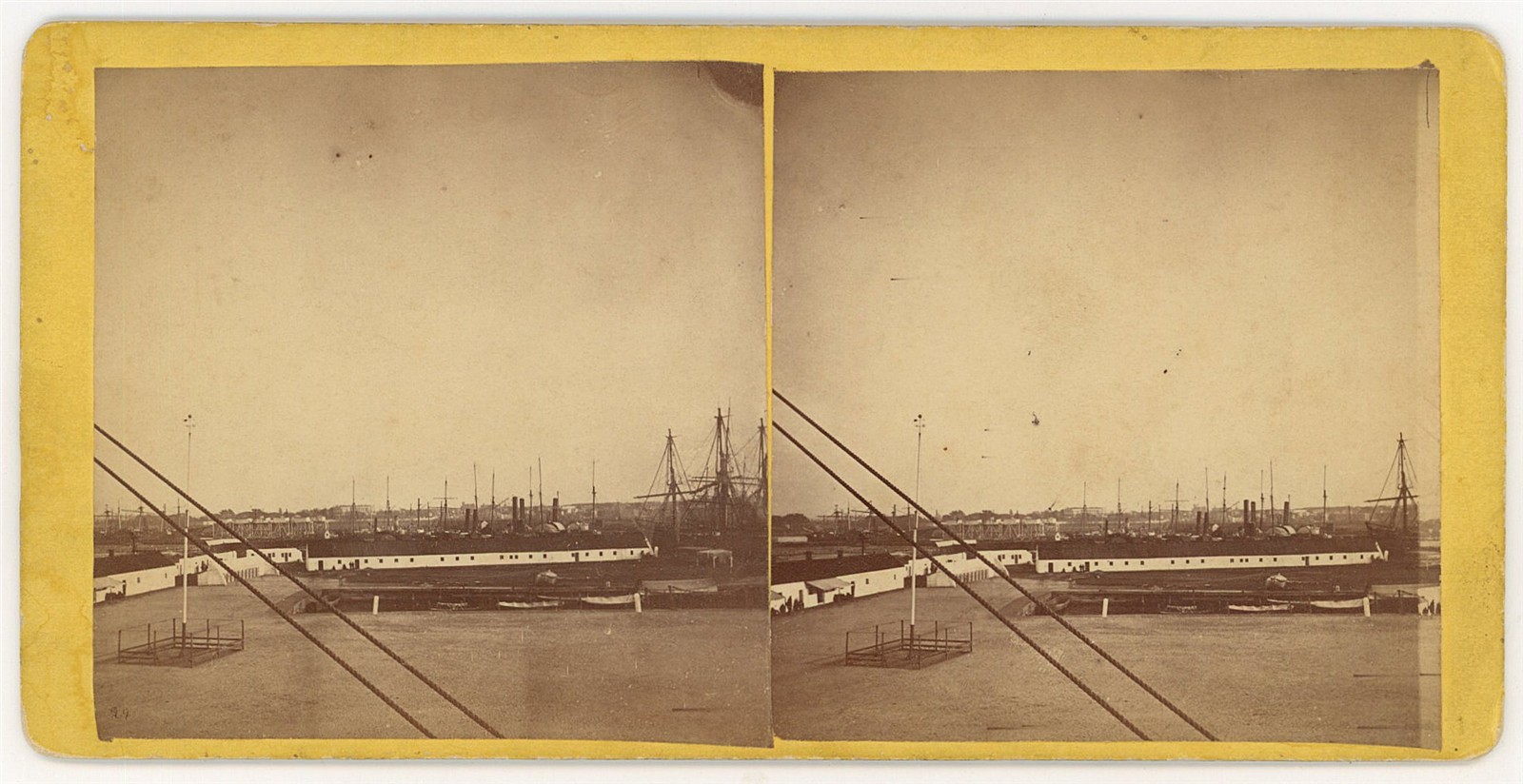 BROOKLYN STEREOVIEW - Navy Yard - Ship Building - 1870s