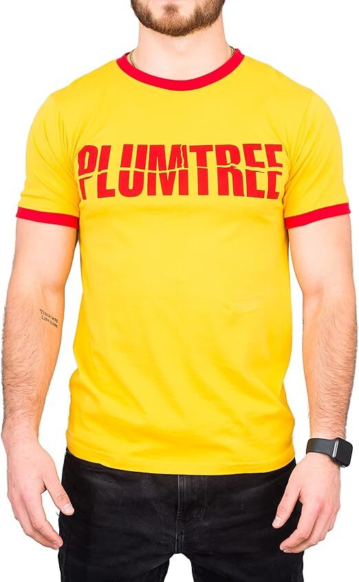 Plumtree Scott Pilgrim Band Logo Gold T-Shirt - Retro Music Fan Cosplay Tee Plumtree Scott Pilgrim Band Logo Gold T-Shirt - Retro Music Fan Cosplay Tee