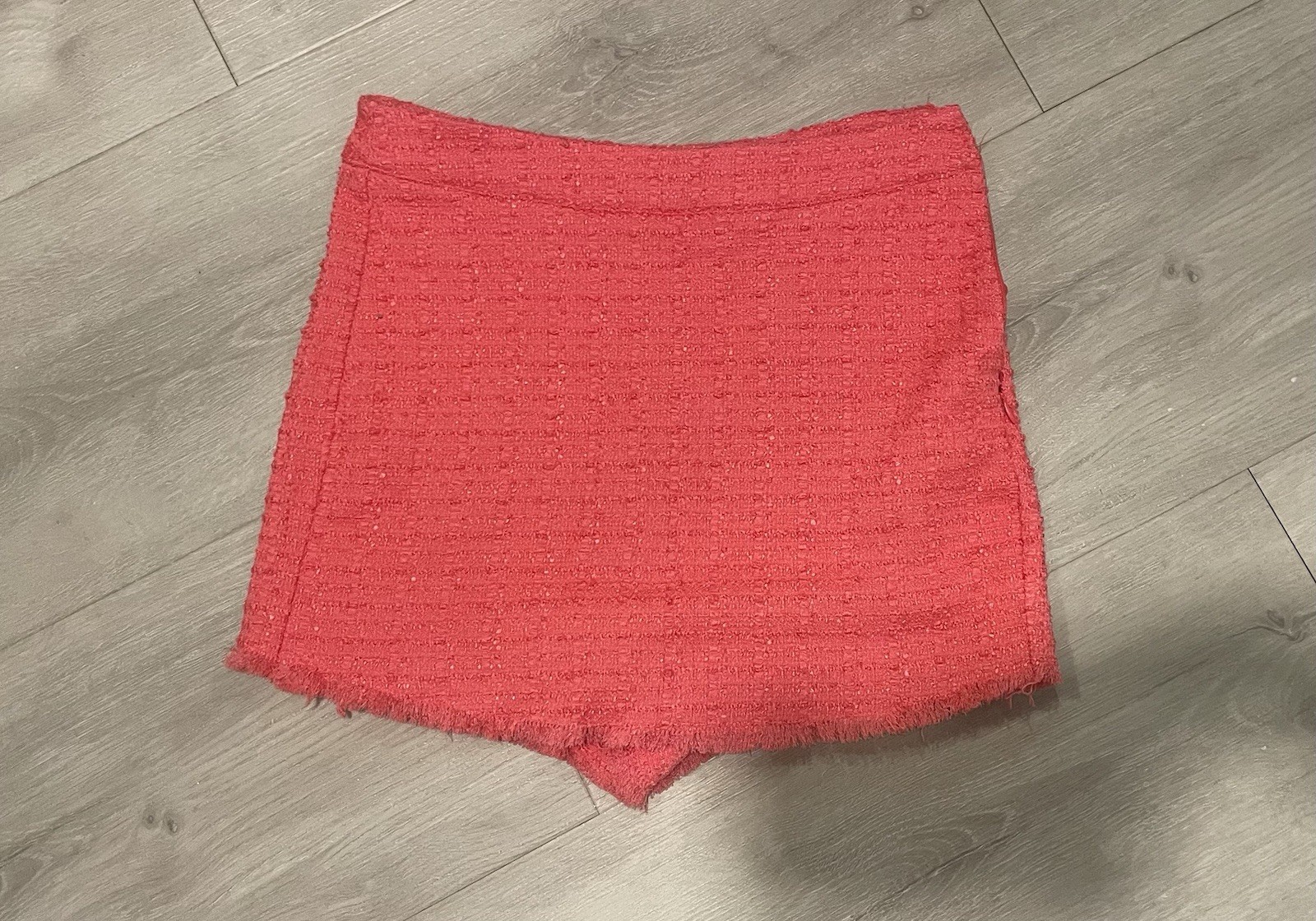 Zara Coral Tweed High Rise Skort Size S