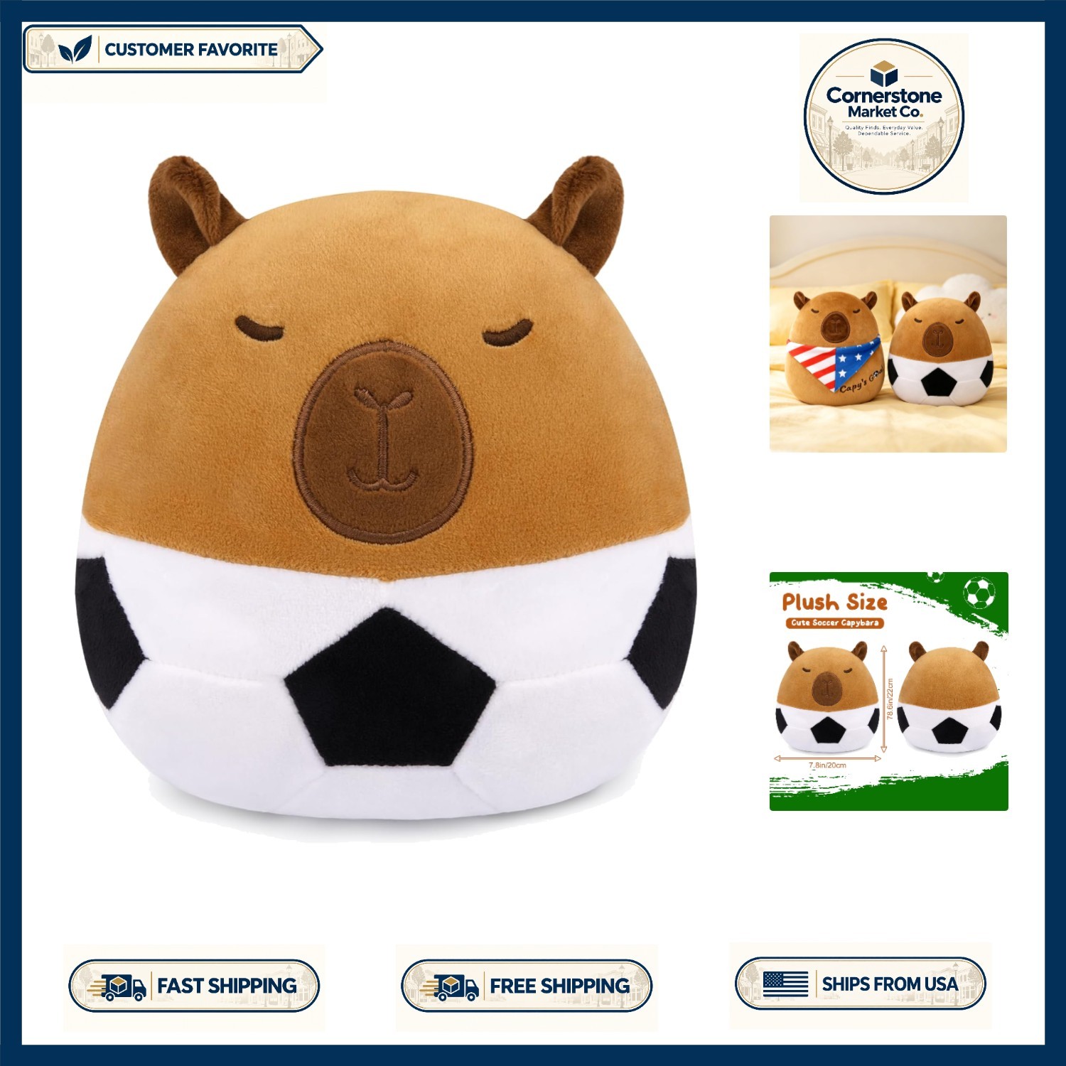 Adorable 8-Inch Soccer Capybara Plush - Perfect Gift for Kids & Soccer Fans