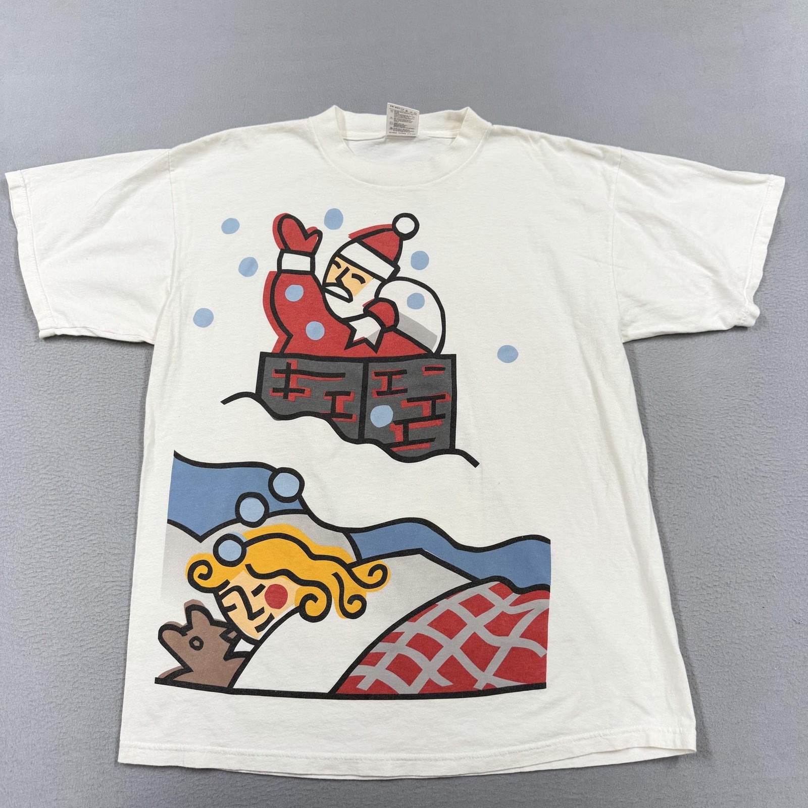 Vintage Tultex Shirt Mens XL White 1996 USPS Stamp Christmas Santa Graphic Tee