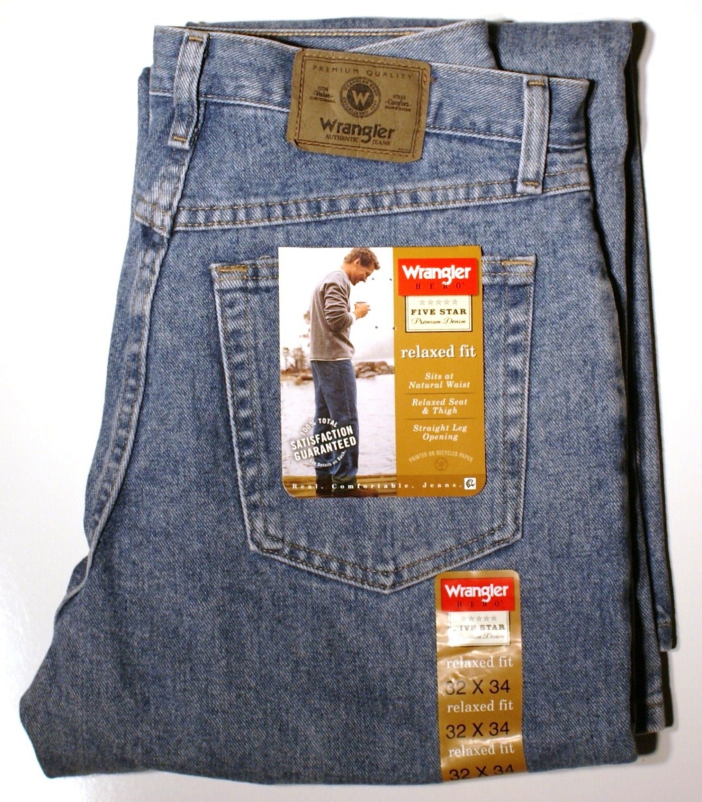 New Wrangler Five Star Relaxed Fit Jeans All Men`s Sizes Four Colors Available