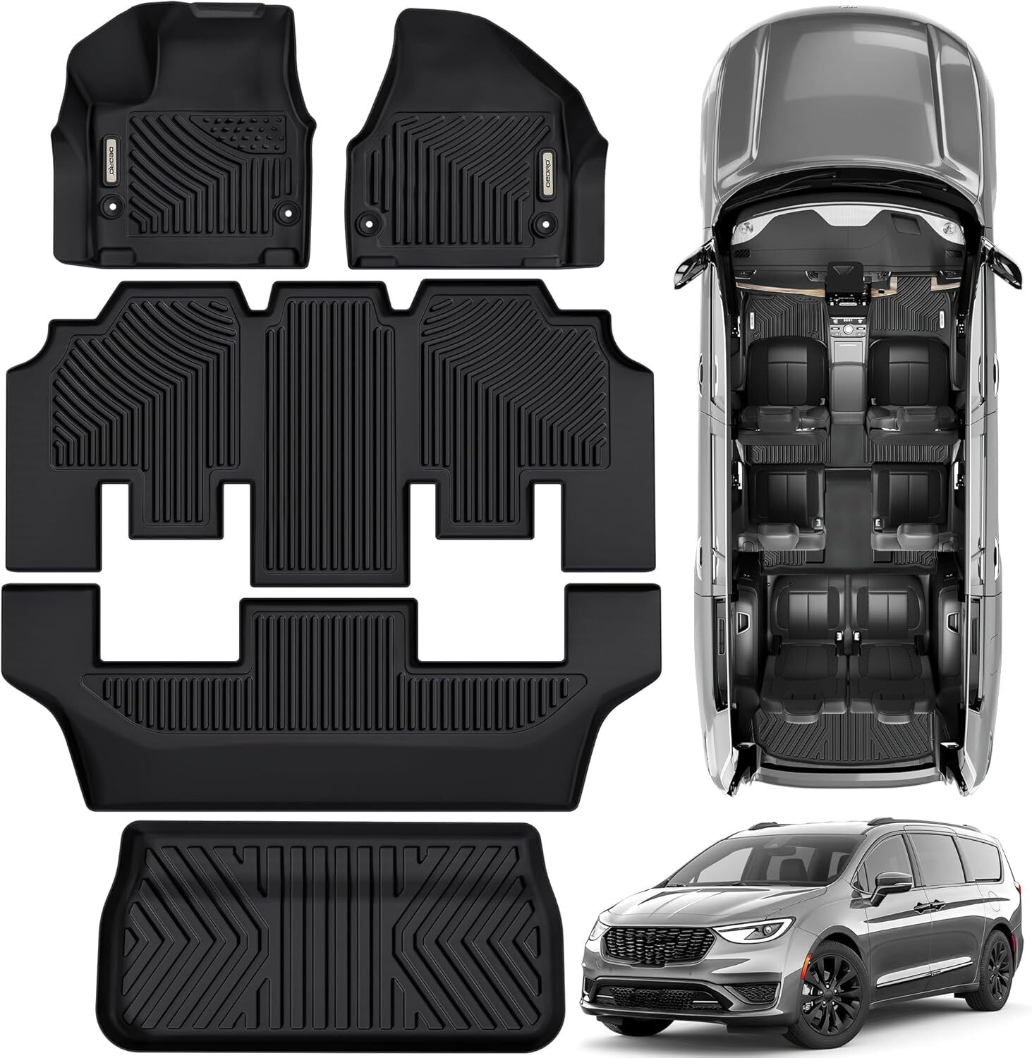 OEDRO Floor Mats & Cargo Mat for Chrysler Pacifica 2017-2025 No Hybrid Models