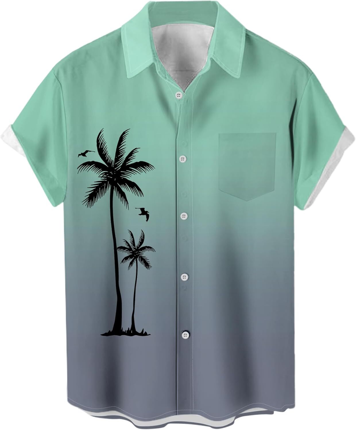 Men\'s 1950s Vintage Hawaiian Shirt Short Sleeve Button Up Bowling Style Casual