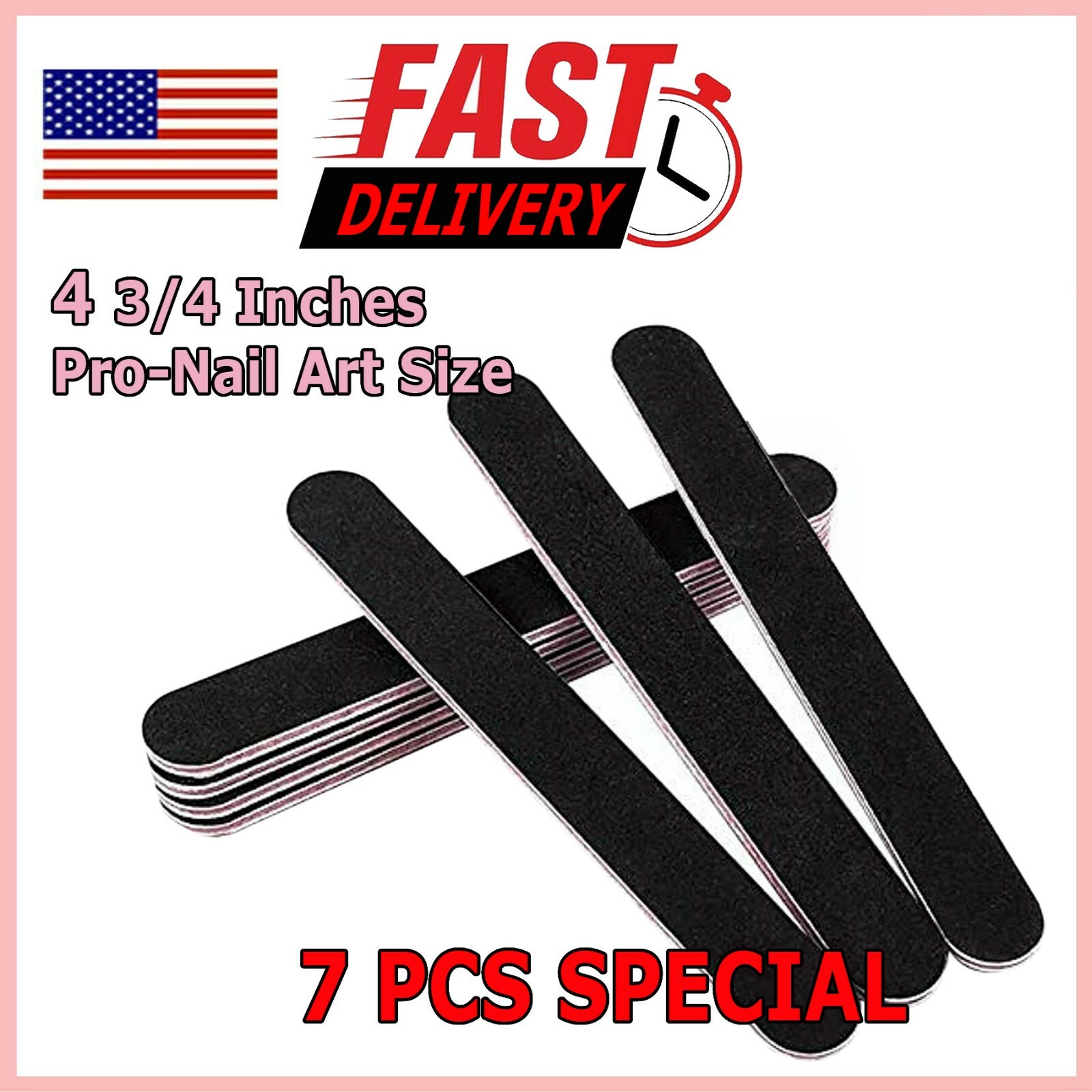 7 PCS Professional Black Nail Files Emory Board for Salon