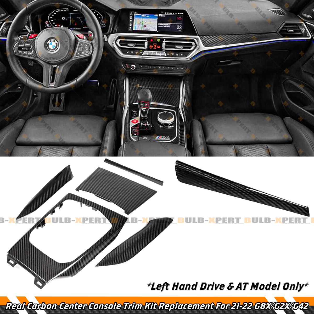 For 2021-22 BMW G8X G2X G42 6pc Carbon Fiber Dashboard Interior Console Trim Kit