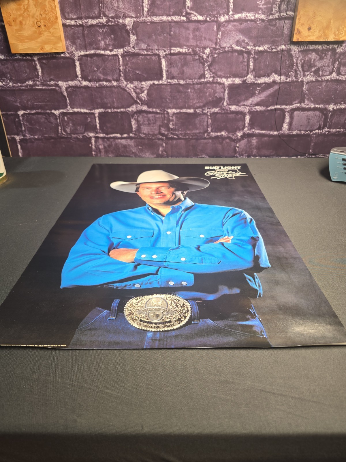 George Strait Bud Light 1991 Vintage Promo Poster Country Music Cowboy Original