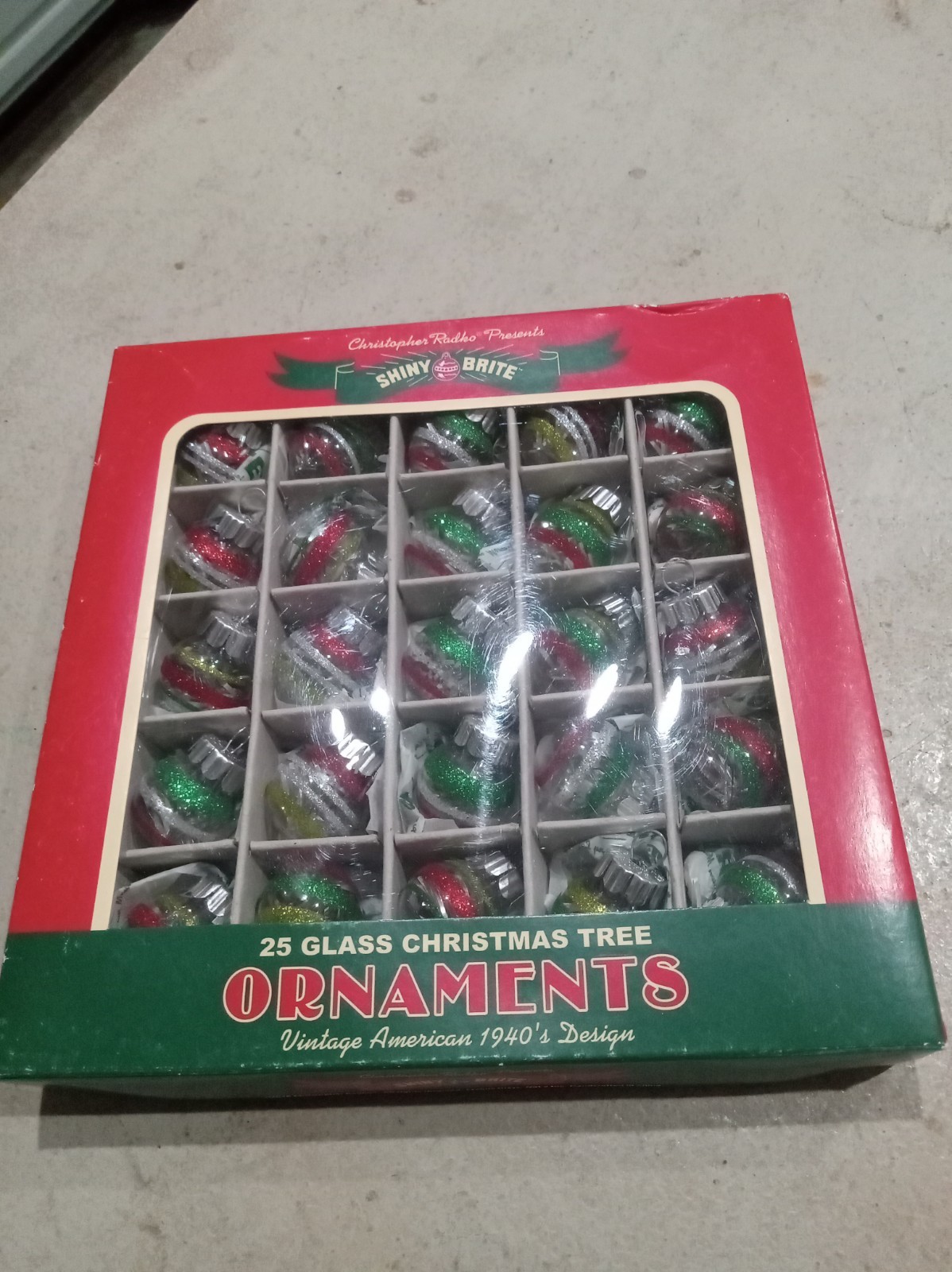 Shiny Brite Reproduction Christopher Radko Christmas 25 Glass Ornaments Striped Shiny Brite Reproduction Christopher Radko Christmas 25 Glass Ornaments Striped