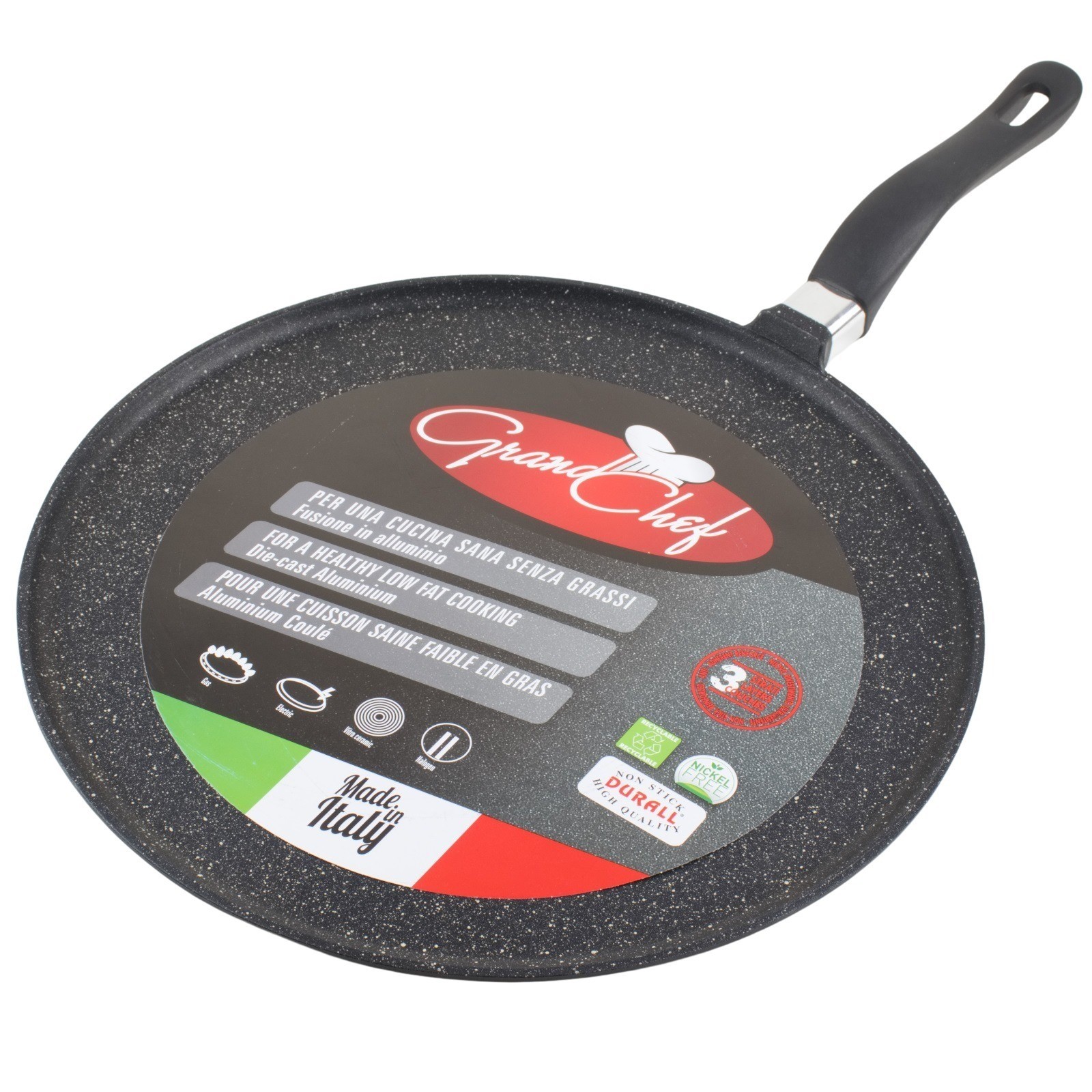Roch Guss Grand Chef Crepe Griddle Pan Made in Italy Large Size 32 cm