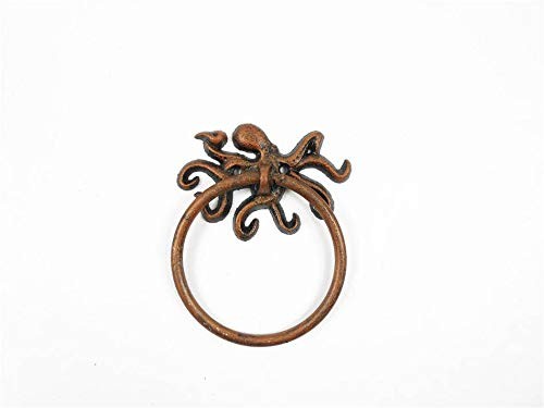 Hampton Nautical Rustic Copper Cast Iron Octopus Towel Holder – Beach Decor