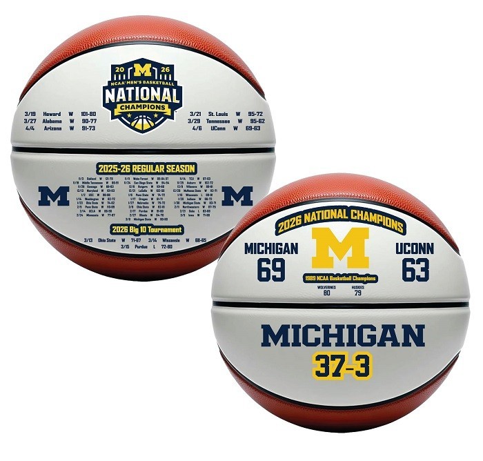 MICHIGAN WOLVERINES 2026 NATIONAL CHAMPIONS FULL SIZE NCAA SOUVENIR BASKETBALLS