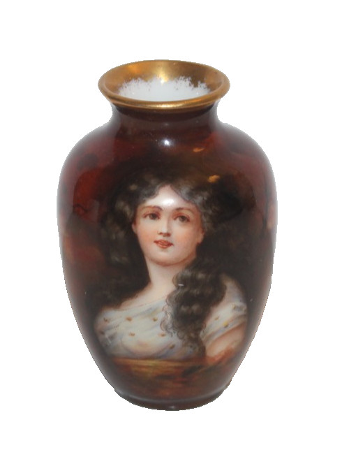 Antique German Royal Schwarzburg Painted Artist Signed Porcelain Portrait Vase Antique German Royal Schwarzburg Painted Artist Signed Porcelain Portrait Vase