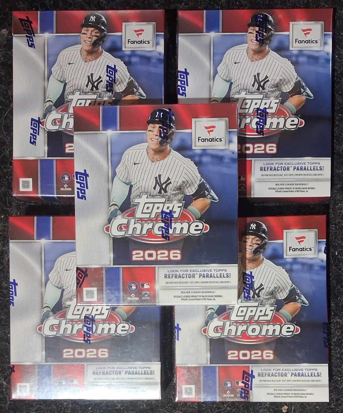 (5) 2026 Topps Chrome Baseball Fanatics Mega Box Lot Sealed
