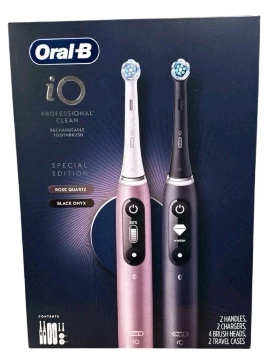 Oral-B iO Series 7 Pro Electric Toothbrush, 2 Pack, 4 Brush Heads (Black & Rose) Oral-B iO Series 7 Pro Electric Toothbrush, 2 Pack, 4 Brush Heads (Black & Rose)