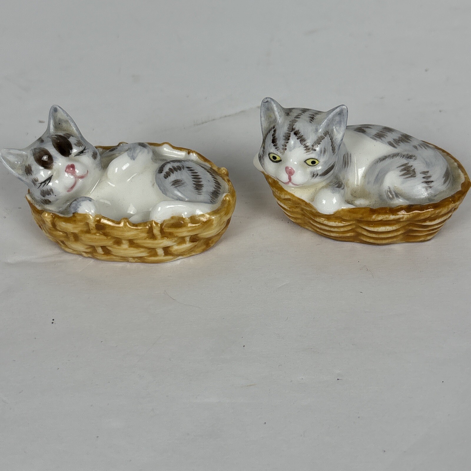 Brinton Bone China Gray Kitten Kitty Snugly Cats in Basket 3x1.5 Brinton Bone China Gray Kitten Kitty Snugly Cats in Basket 3x1.5