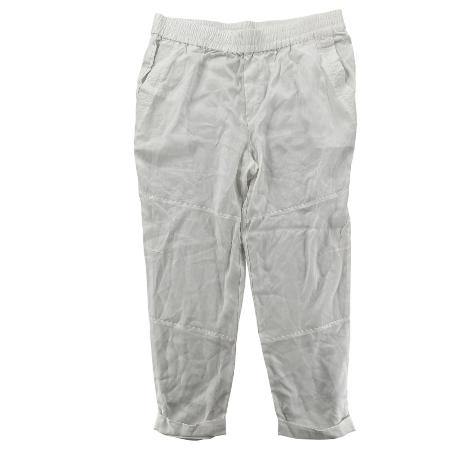 Lord & Taylor Pants Womens XL White Lyocell Tencel Elastic Waist Cropped Tapered