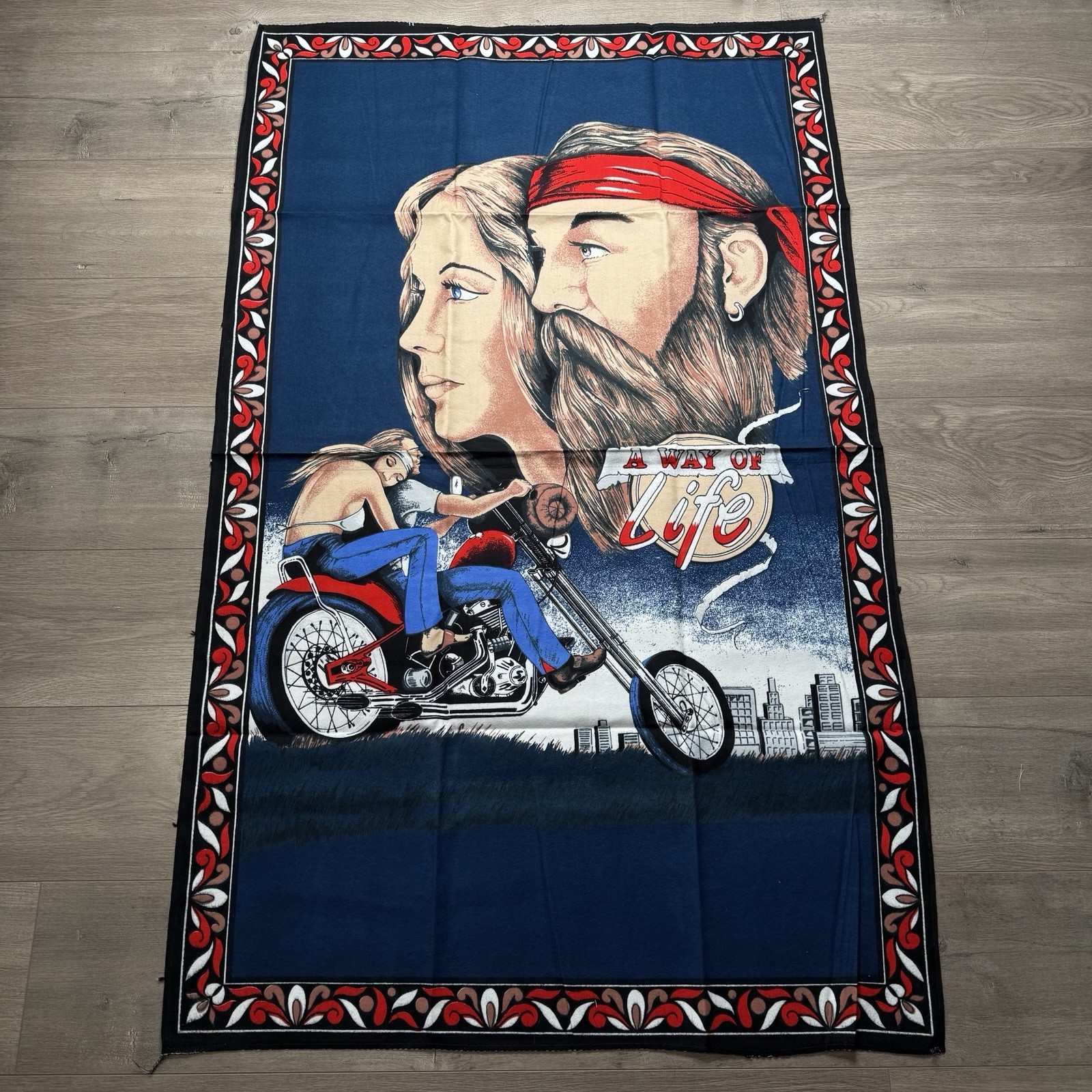 Vintage 80s David Mann A Way Of Life Wall Tapestry Easy Rider Biker Motorcycle Vintage 80s David Mann A Way Of Life Wall Tapestry Easy Rider Biker Motorcycle