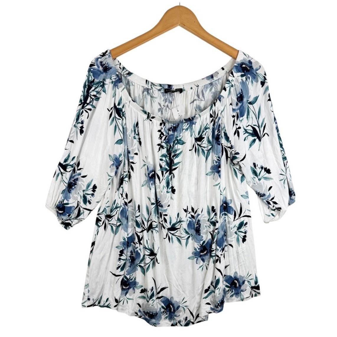 NWT Lane Bryant Womens Off the Shoulder 3/4 Sleeve Blouse Size 16 Floral Print NWT Lane Bryant Womens Off the Shoulder 3/4 Sleeve Blouse Size 16 Floral Print