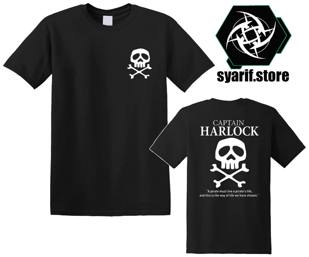 Space Pirate Captain Harlock Men\'s Black Grey Size S-5XL