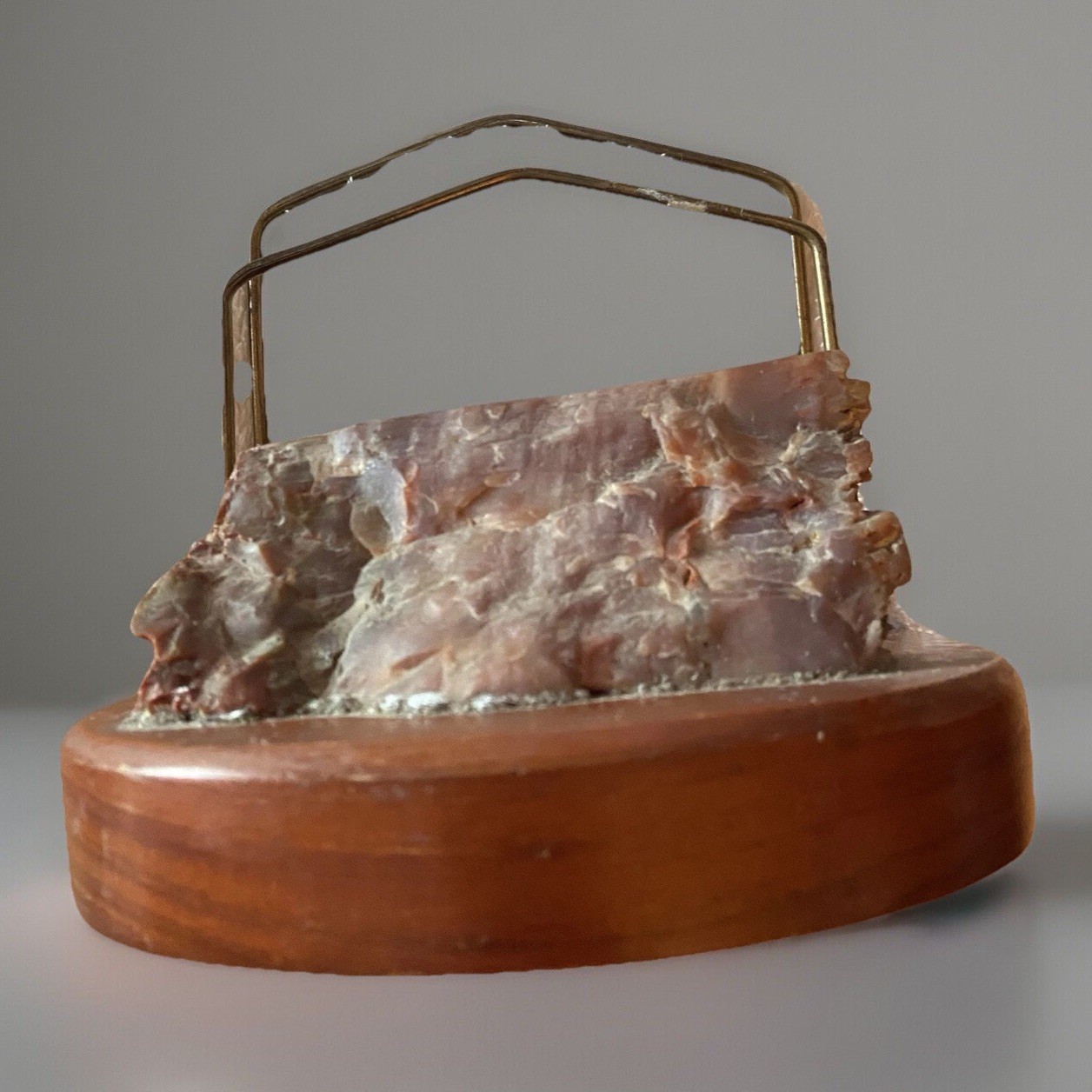 UNIQUE VINTAGE RETRO DESK ORGANIZER RARE ROSE CALCITE OBSCURE OZARKS ARTIST WOW
