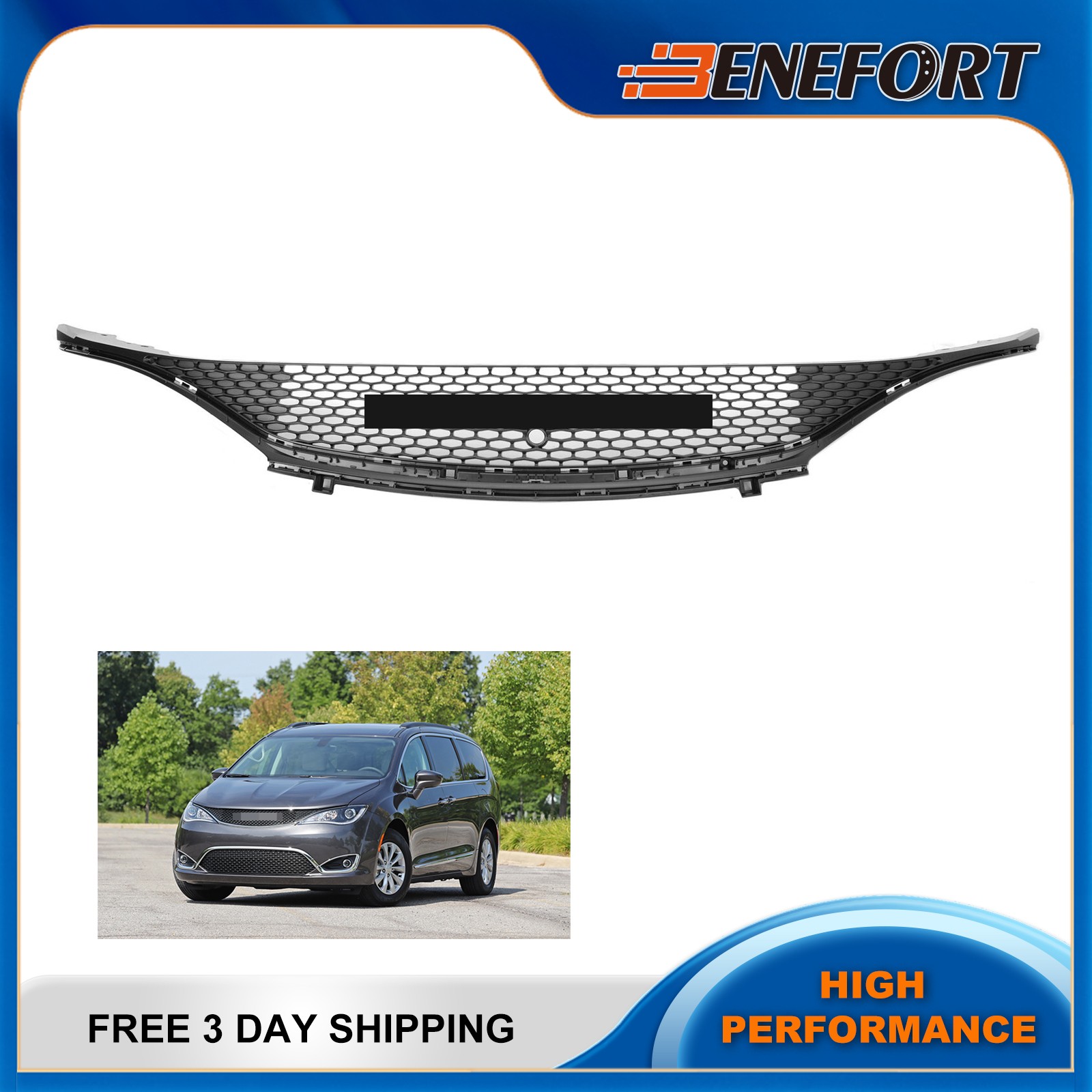 For 2017-2020 Chrysler Pacifica New Black Front Upper Grille Grill #68243485AC For 2017-2020 Chrysler Pacifica New Black Front Upper Grille Grill #68243485AC