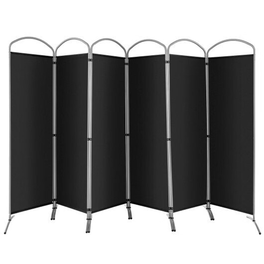 Costway 6 Feet 6-Panels Freestanding Folding Privacy Screen-Black - Color: Black Costway 6 Feet 6-Panels Freestanding Folding Privacy Screen-Black - Color: Black
