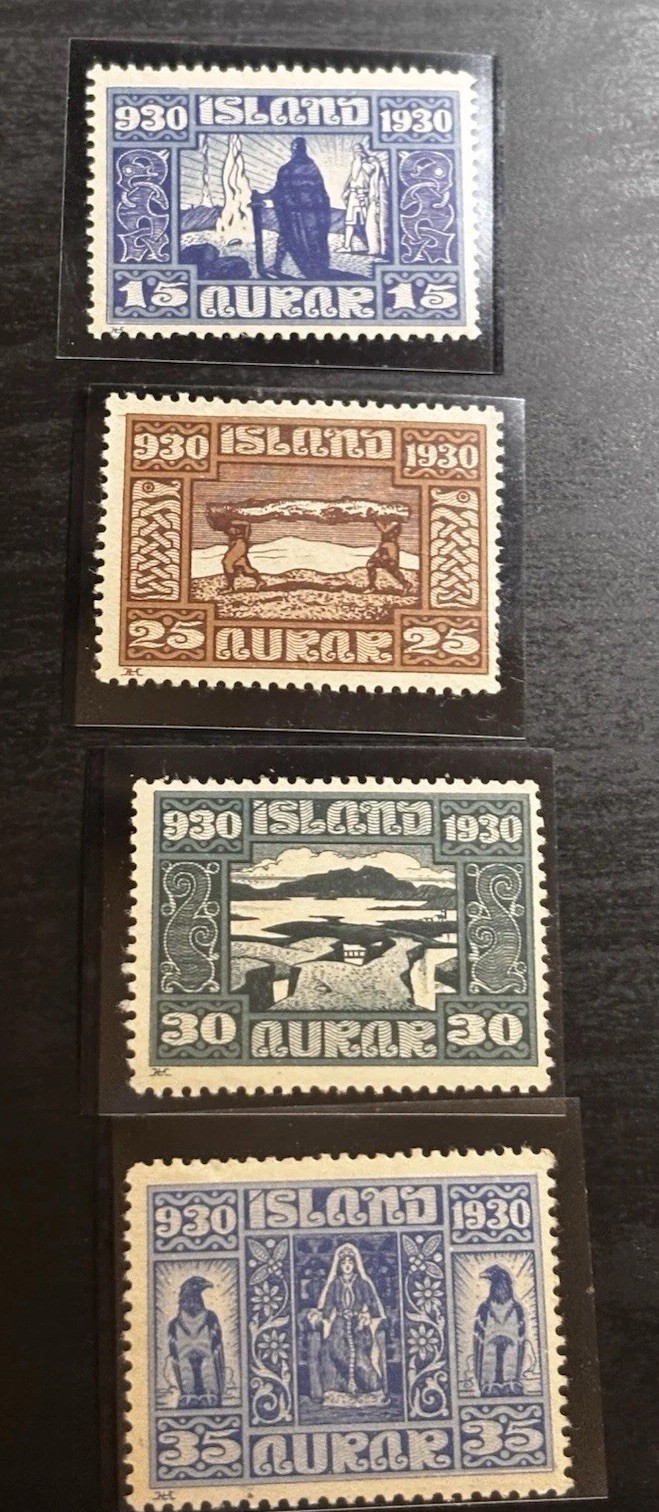 Iceland 1930 Postage Stamps Althingi Landscapes MNH OG Set 4 15 25 30 35 Aurar Iceland 1930 Postage Stamps Althingi Landscapes MNH OG Set 4 15 25 30 35 Aurar