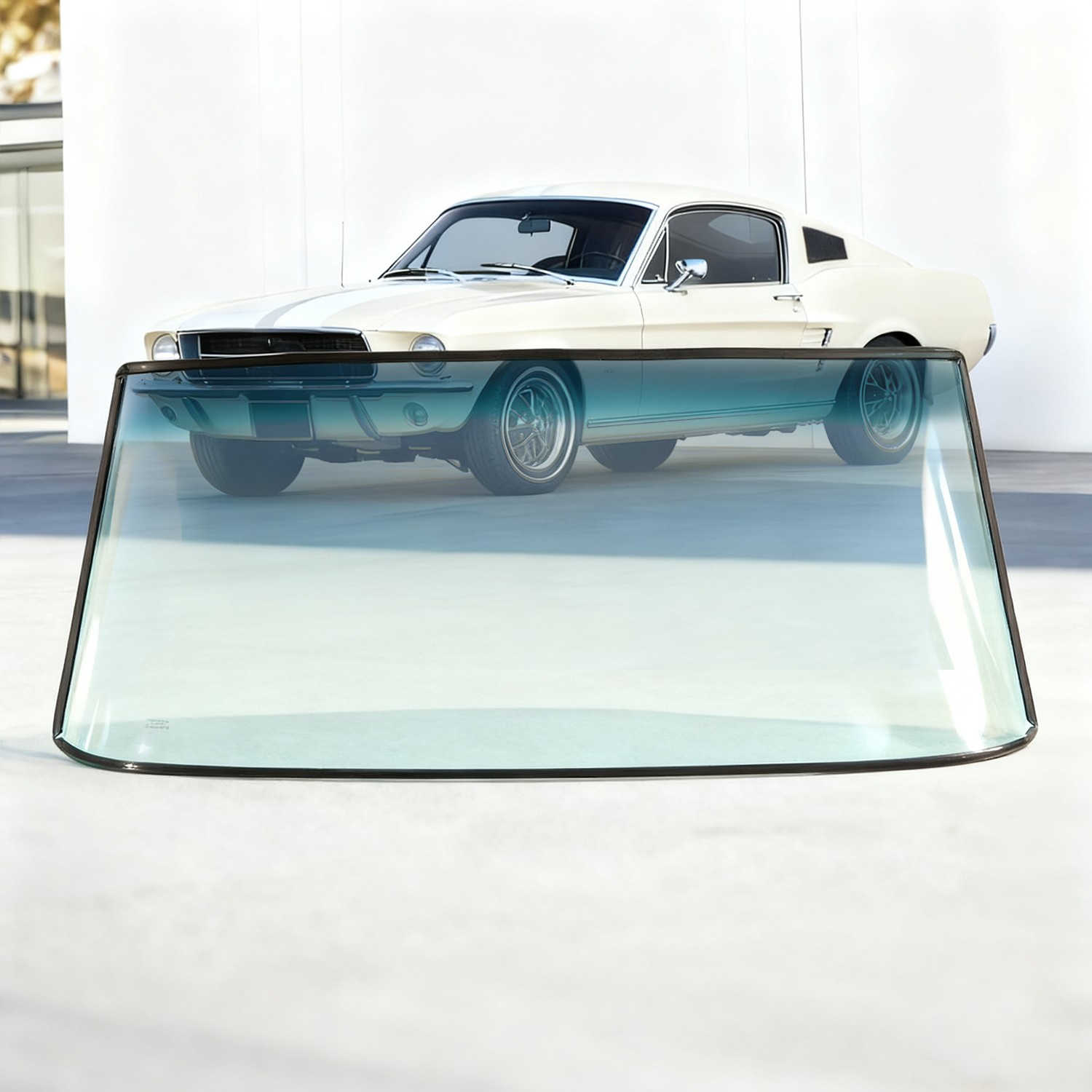 Fits 1964-1968 Ford Mustang Base Fastback Front Windshield Glass Light Green Fits 1964-1968 Ford Mustang Base Fastback Front Windshield Glass Light Green
