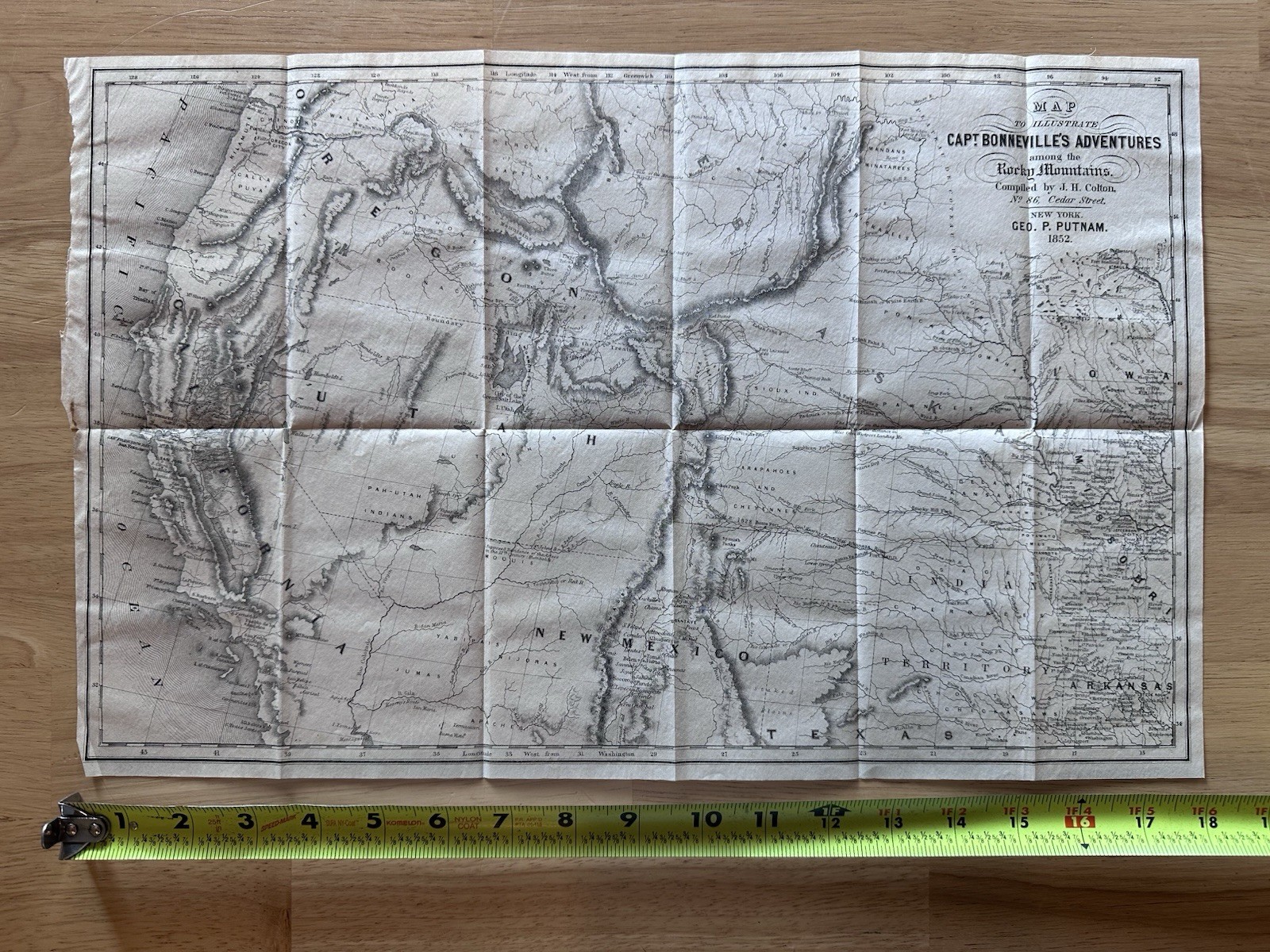 1852 Map to Illustrate Capt. Bonneville's Adventures Among the Rocky Mountains 1852 Map to Illustrate Capt. Bonneville's Adventures Among the Rocky Mountains