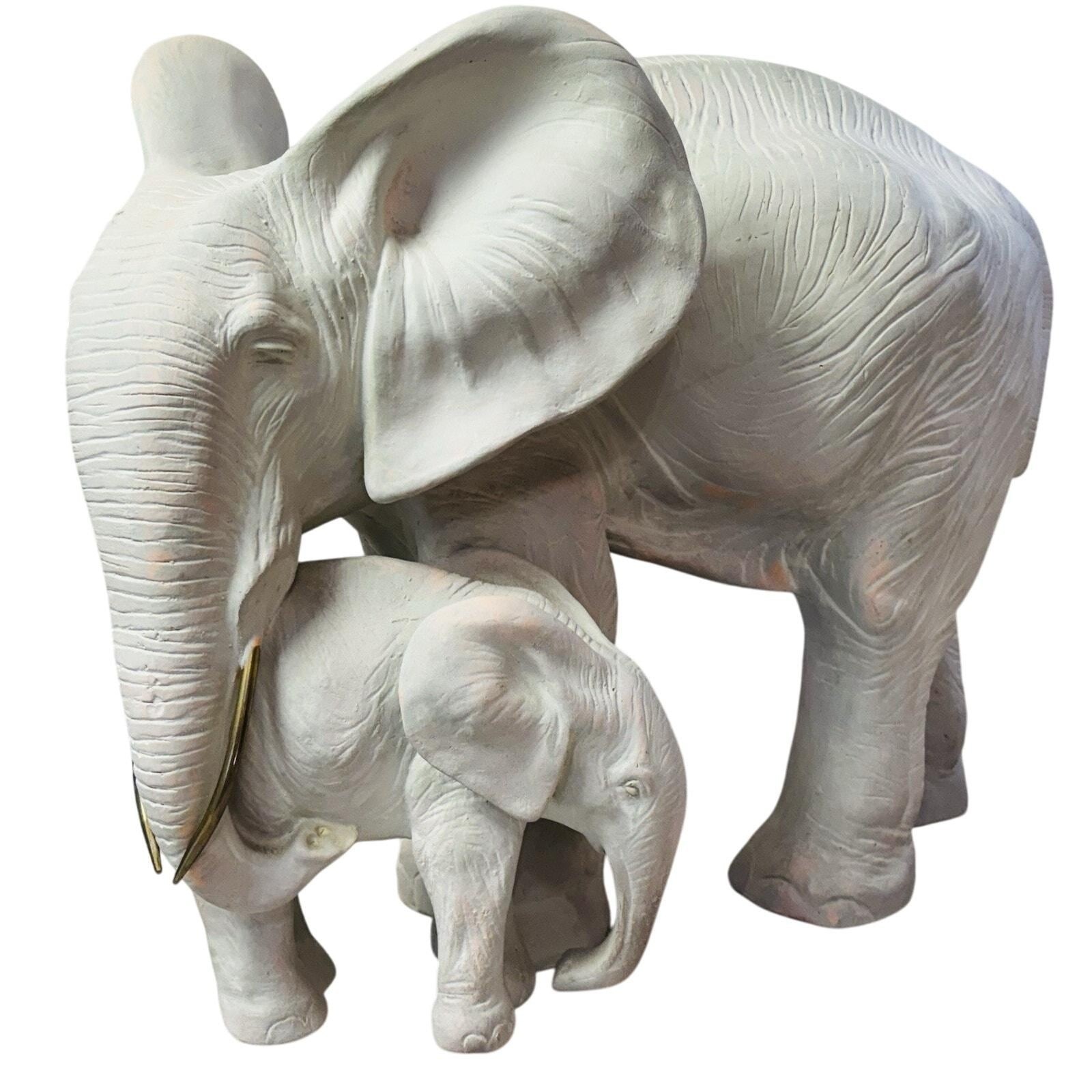 Vintage Anne Jo Elephant Sculpture: Mother and Baby, Handmade Decor (15
