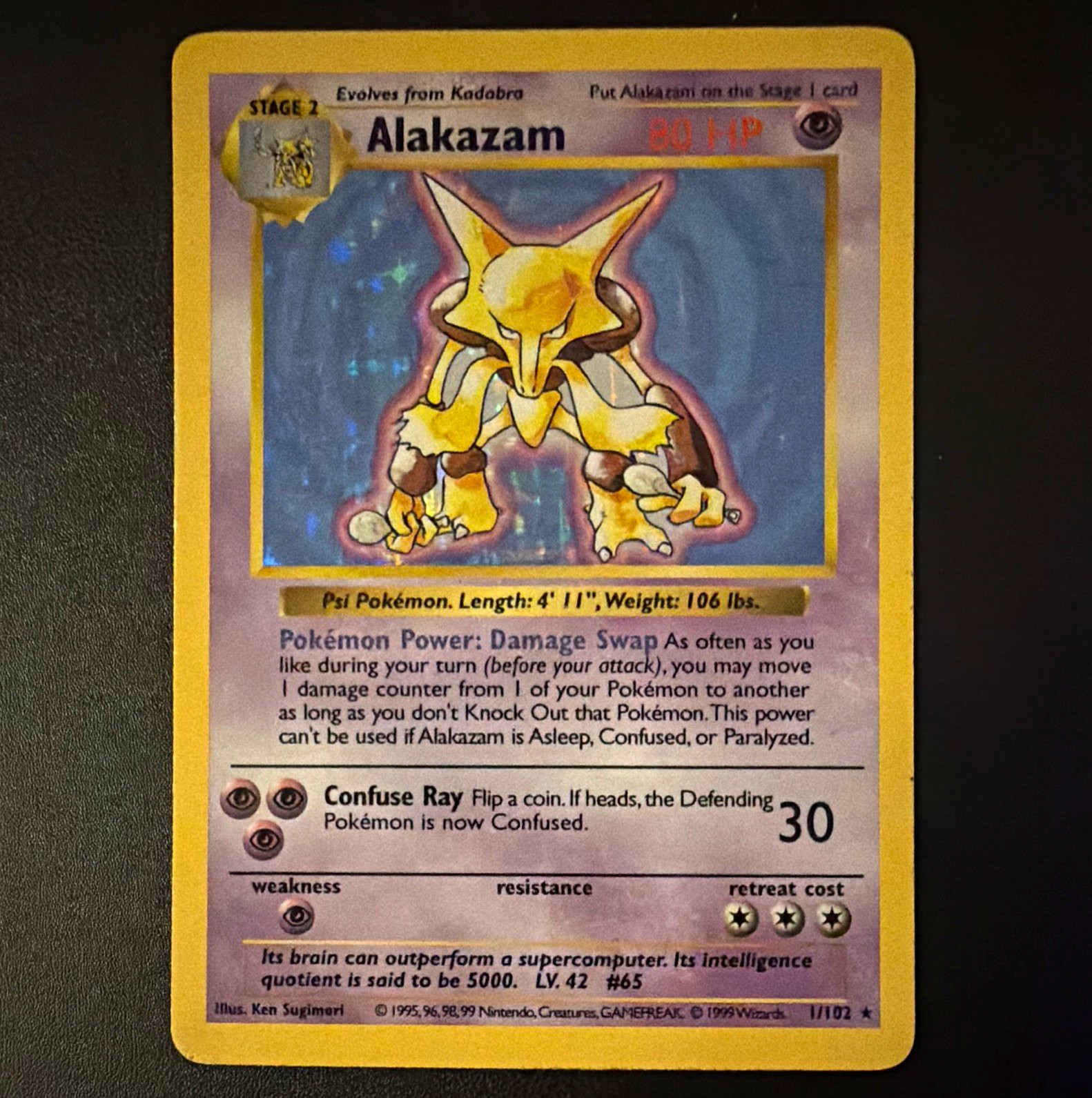 Pokémon Base Set Alakazam Holo 1/102 (1999) Wizards of the Coast Pokémon Base Set Alakazam Holo 1/102 (1999) Wizards of the Coast