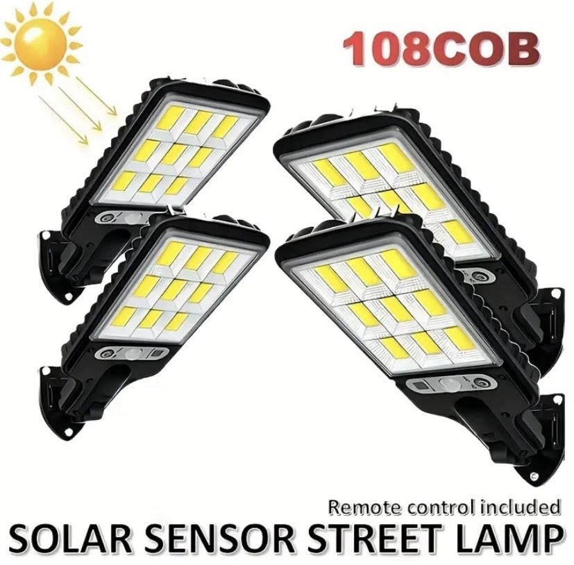 4 Pack Solar Motion Sensor Security Lights 108 COB LED Waterproof Outdoor