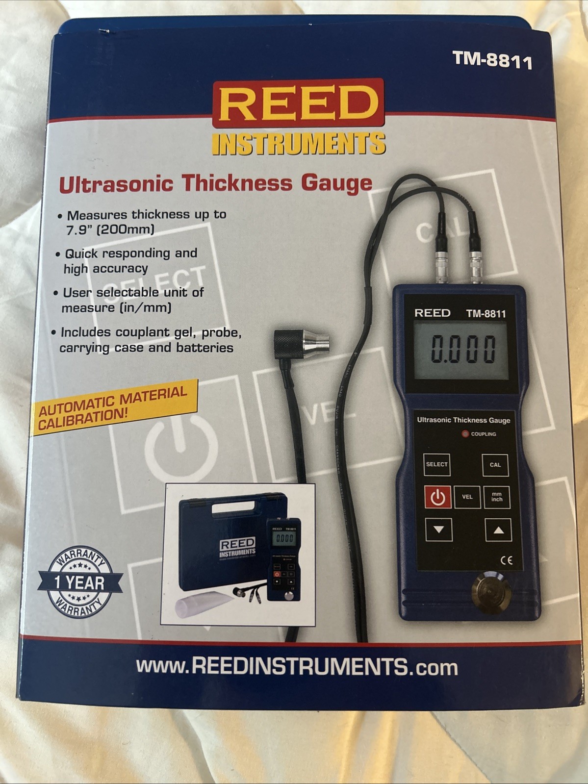 Reed Instruments Tm-8811 Ultrasonic Thickness Gauge, 7.9 Reed Instruments Tm-8811 Ultrasonic Thickness Gauge, 7.9