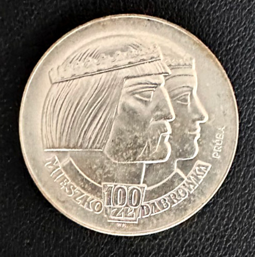 1966 Poland Uncirculated PROBA 10 Zlotych PROBA Millennium Coin - Reverse Toning 1966 Poland Uncirculated PROBA 10 Zlotych PROBA Millennium Coin - Reverse Toning
