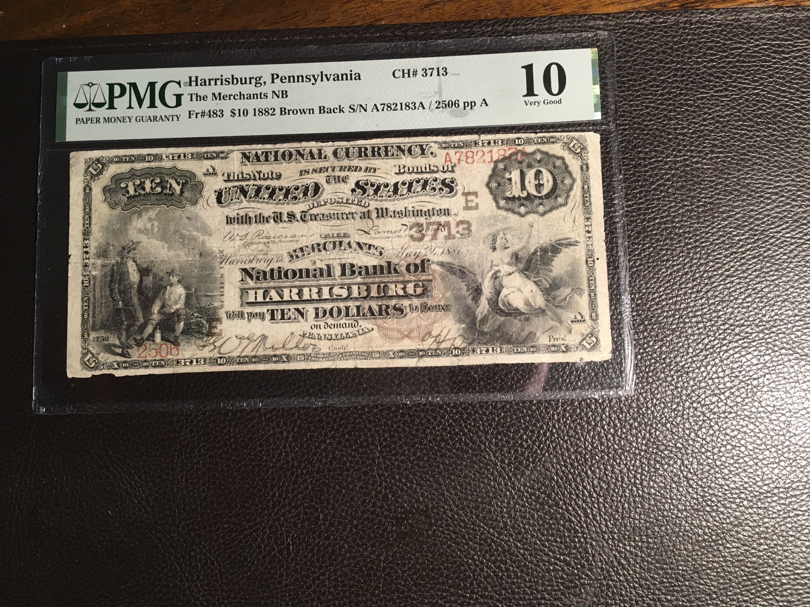 10. 1882 Brown Back National Harrisburg PAPMG 10 VG Signatures Redrawn 10. 1882 Brown Back National Harrisburg PAPMG 10 VG Signatures Redrawn