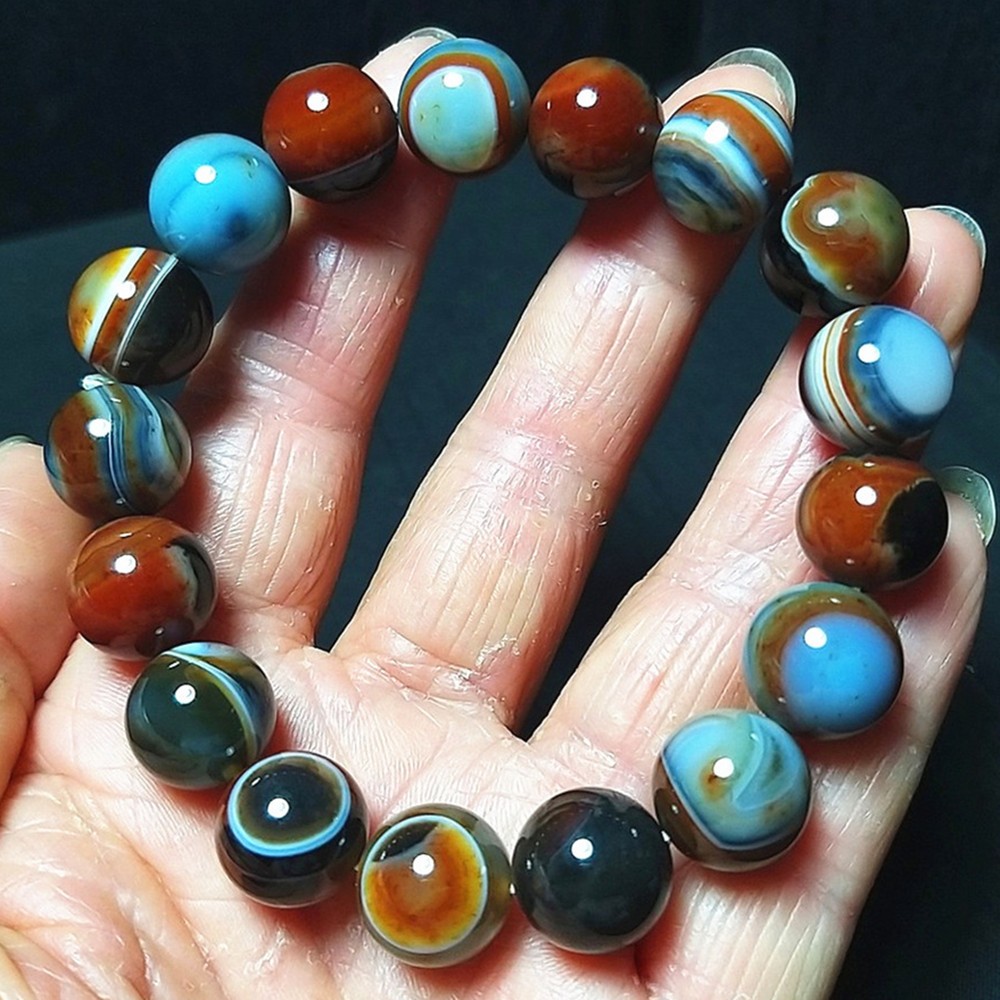 Rare 42.5G Natural Persian Gulf Agate Stone Bracelet/stone Healing AB1366
